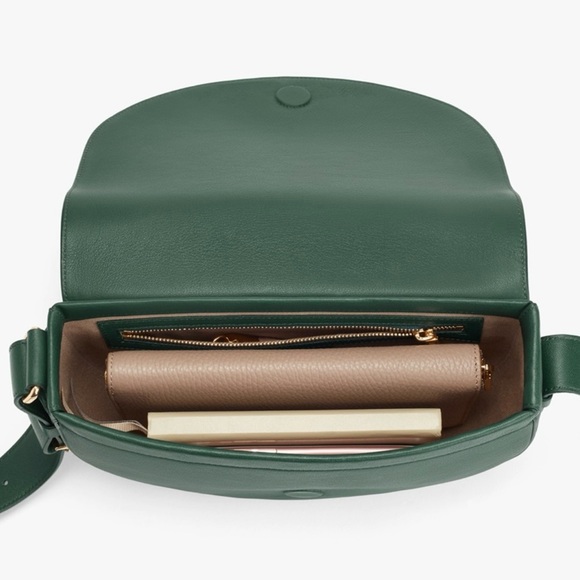 Cuyana Leather Half Moon Shoulder Bag in Forest Green Very Gently Used - Picture 3 of 13